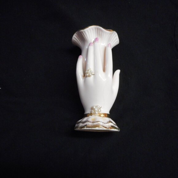 TILSO ... BUD VASE ... CERAMIC BUD VASE, HELD BY A HAND WITH RING AND BRACELET - Picture 1 of 9